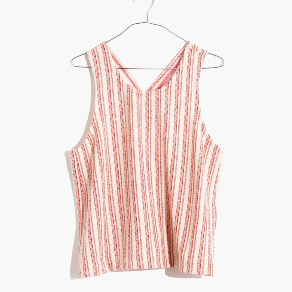 Madewell Bouclé Stripe Cross-Back Tank Top